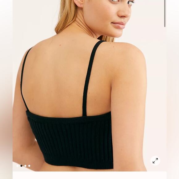 Free People Cropped Sweater Knit Corset Detail Swit Cami Black Cotton Size Small - Picture 2 of 7